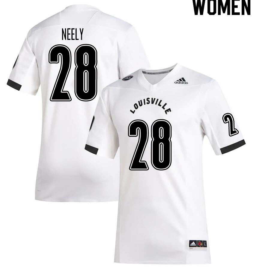 Women #28 Kade Neely Louisville Cardinals College Football Jerseys Sale-White - Click Image to Close